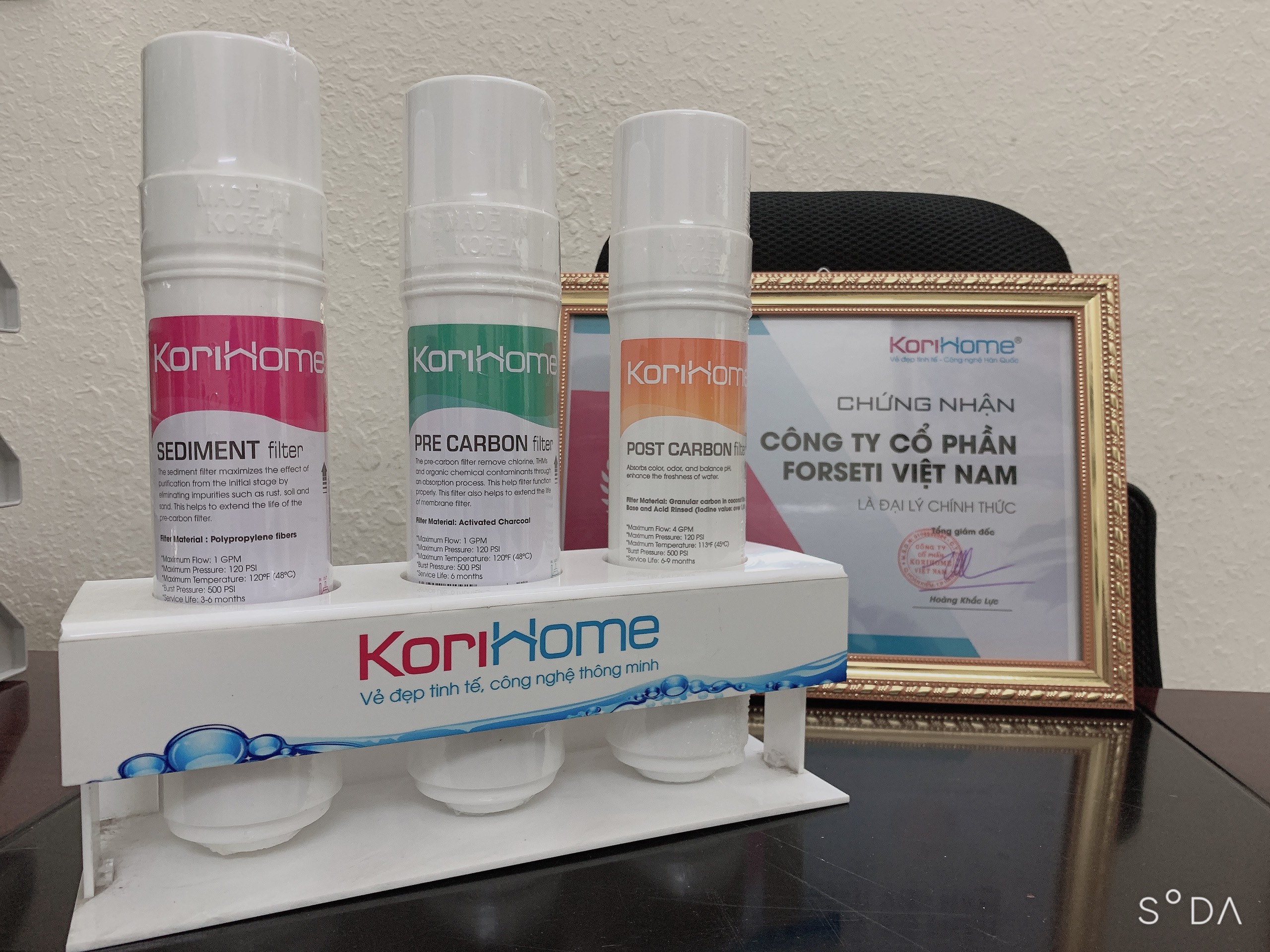 Combo 3 lõi lọc Korihome - lõi Sediment, lõi Pre-Carbon, lõi Post Carbon- hàng chính hãng