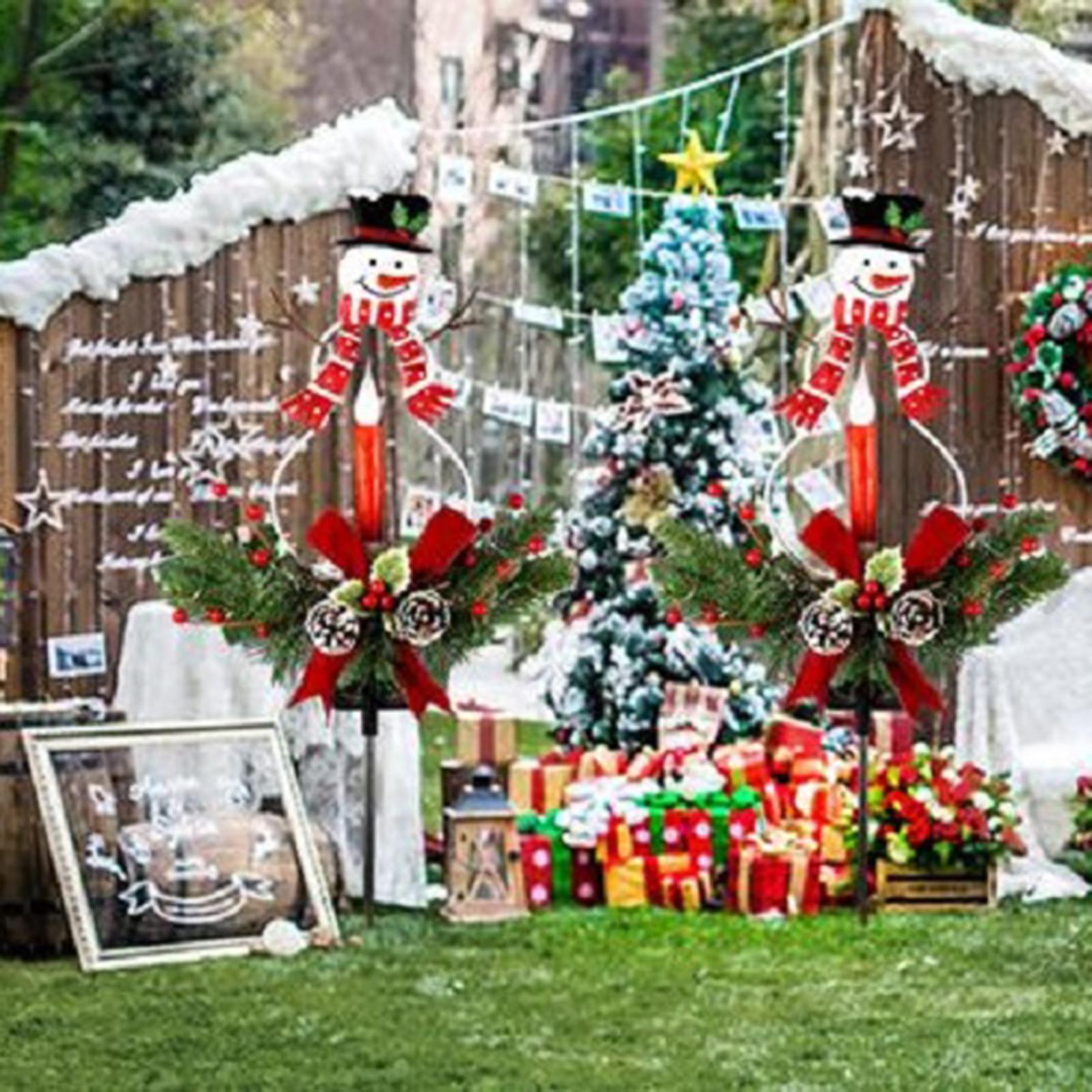 Solar Snowman Lamp Candle Ground Transparent Ornament for Walkway Sidewalk