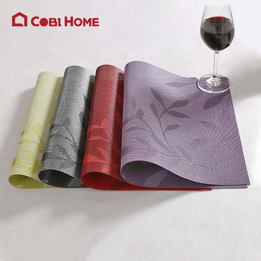 Tấm lót bàn ăn cao cấp placemat hình chữ nhật phong cách đơn giản 30x45cm ( Hoa Văn )