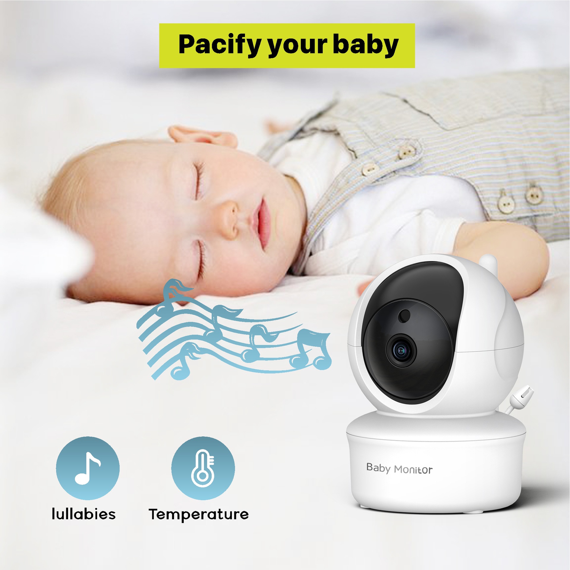 Máy báo khóc Baby Monitor Pro SM650 góc xem 360 với độ phân giải cao âm thanh nét