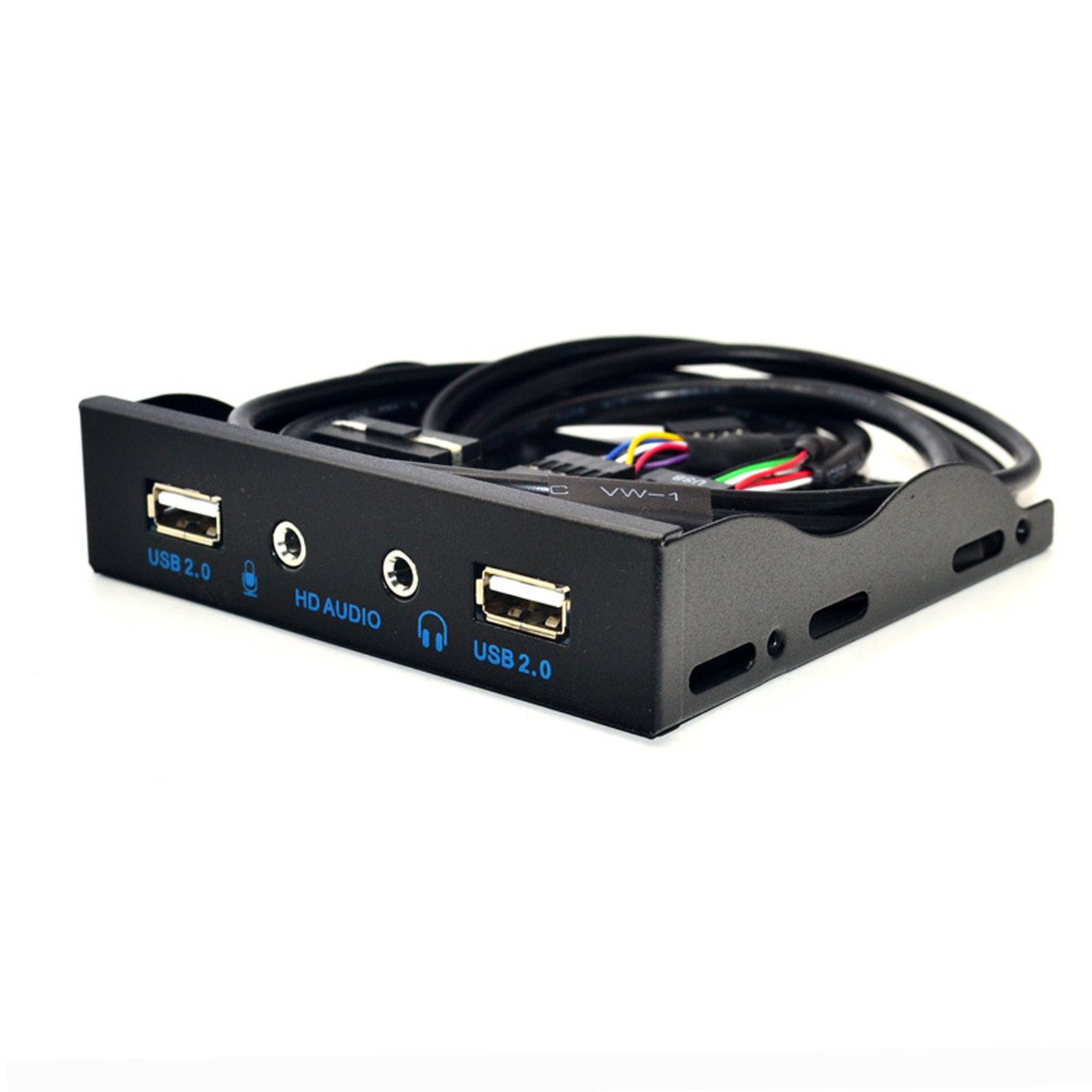 3.5inch 9Pin to USB 2.0 Panel 2 USB 2.0 Ports Mic Interface for PC