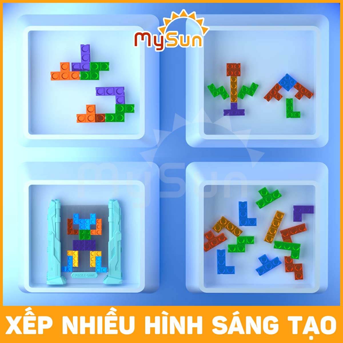 Bộ đồ trò chơi xếp hình TETRIS khối 3D ma thuật thông minh cho bé lắp ghép lâu đài vũ trụ