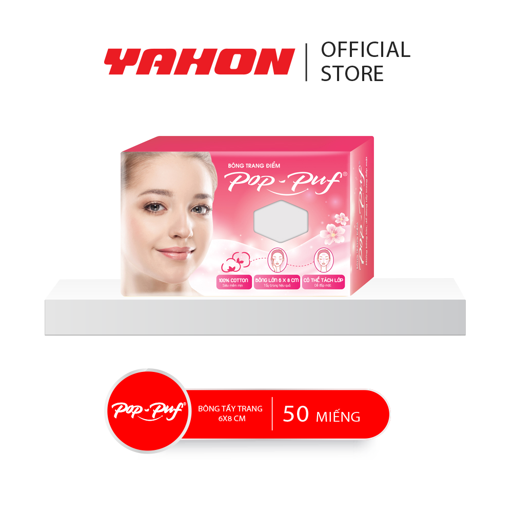 Hộp Bông Tẩy Trang POP-PUF 6*8cm, 50 Miếng/Hộp