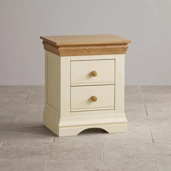Tủ Đầu Giường 2 Ngăn Kéo Country Cottage Gỗ Sồi Ibie BSK2COUO - Trắng (50 x 40 cm)