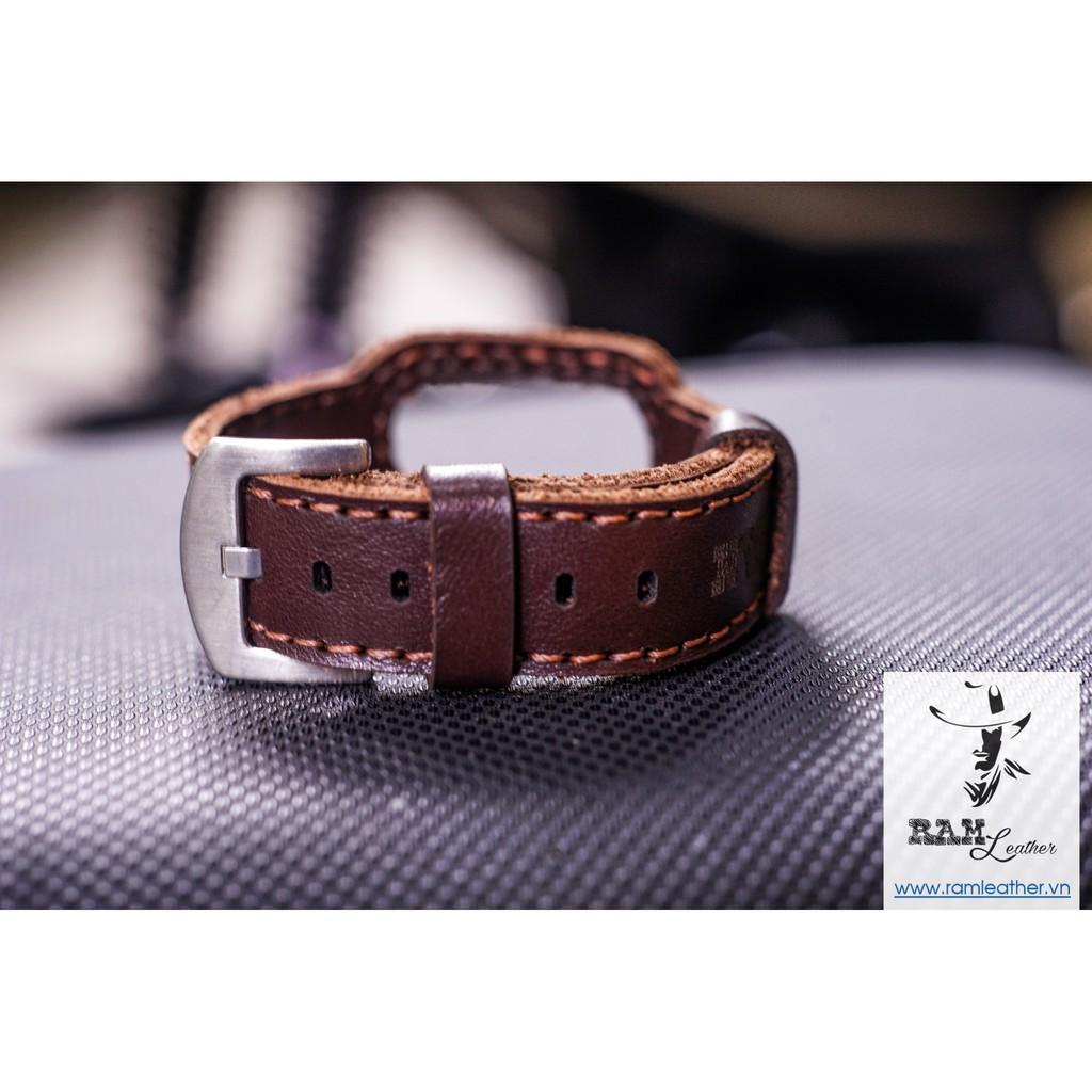 DÂY DÀNH CHO MIBAND 4 / MIBAND 3 / MIBAND 5 DA BÒ NÂU ĐẬM - DA BÒ THẬT-CHÍNH HÃNG RAM LEATHER .