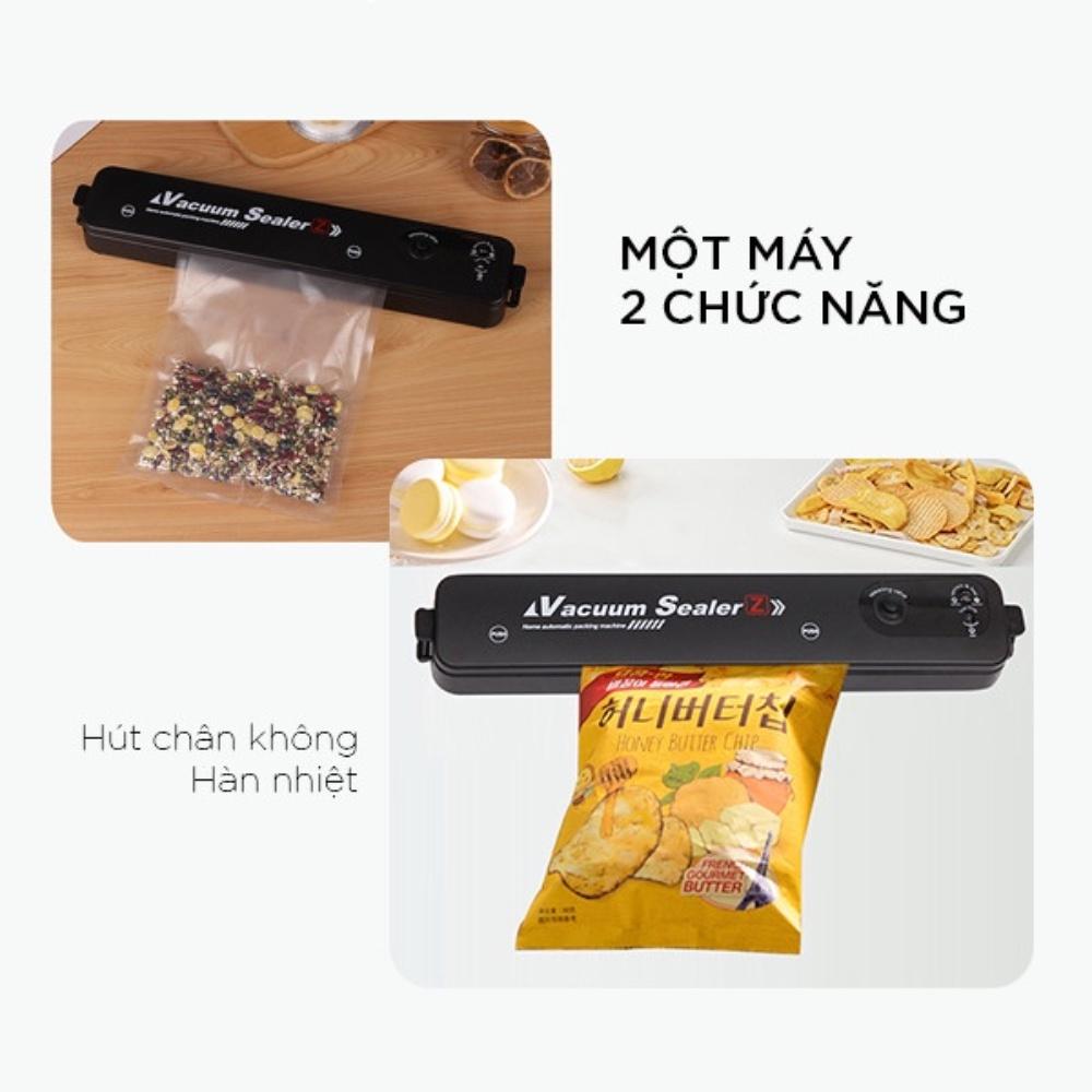 Máy hút chân không, máy hàn miệng túi thực phẩm Vacuum Sealer, giúp bảo quản thực phẩm cho gia đình, tặng kèm 10 túi hút