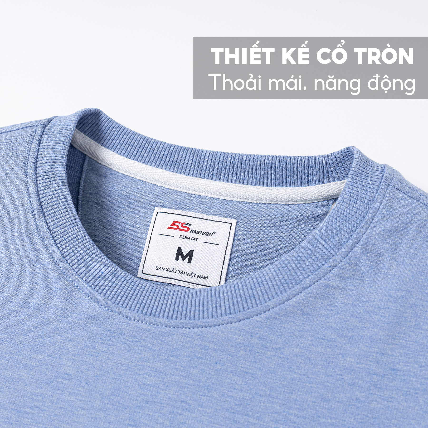 Áo Nỉ Nam 5S Dài Tay Cổ Tròn, Vải Cotton USA Cao Cấp, Mềm Mại, Giữ Ấm Tốt, Thiết Kế Năng Động (ANO22047)