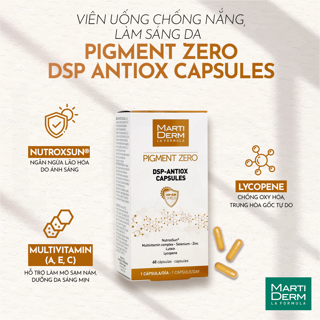 Viên Uống Chống Nắng, Làm Sáng Da - MartiDerm Pigment Zero DSP Antiox Capsules
