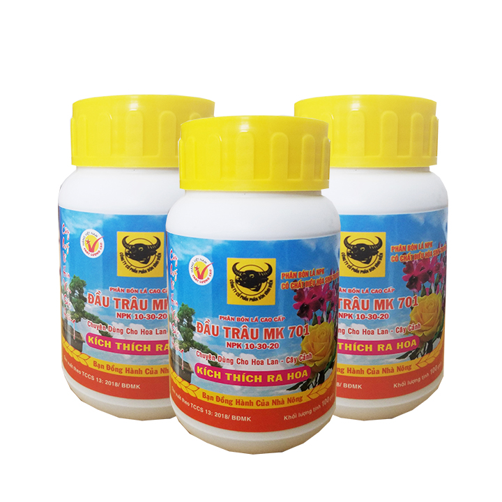 Phân bón Đầu Trâu 701  - COMBO 3 HŨ | Chuyên dùng hoa lan, hoa hồng, bonsai | Kích thích và dưỡng hoa lâu tàn | Foliar fertilizer