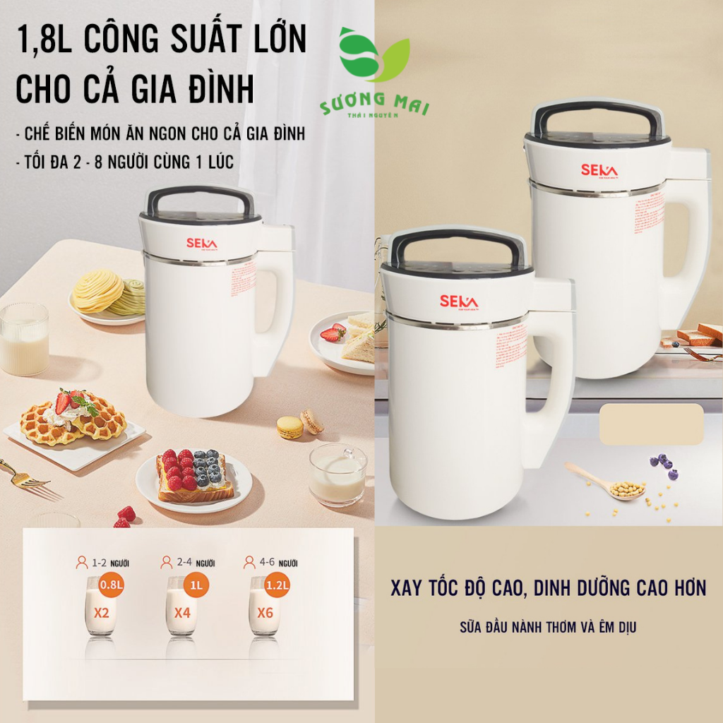 Máy Xay Sữa Hạt Đa Năng 10 Chế Độ Dễ Sử Dụng Chất Liệu Cối Inox 304 Công Suất 850W Dung Tích 1.8L SM00297