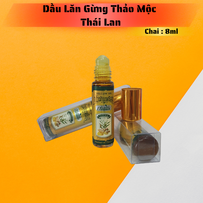 Dầu Lăn Thảo Dược Gừng GREEN HERB Thái Lan 8ml