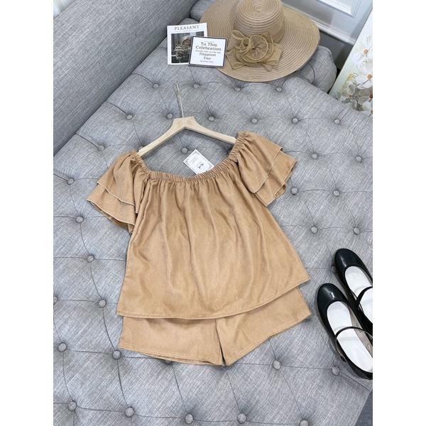 Sét áo trễ vai mix quần short