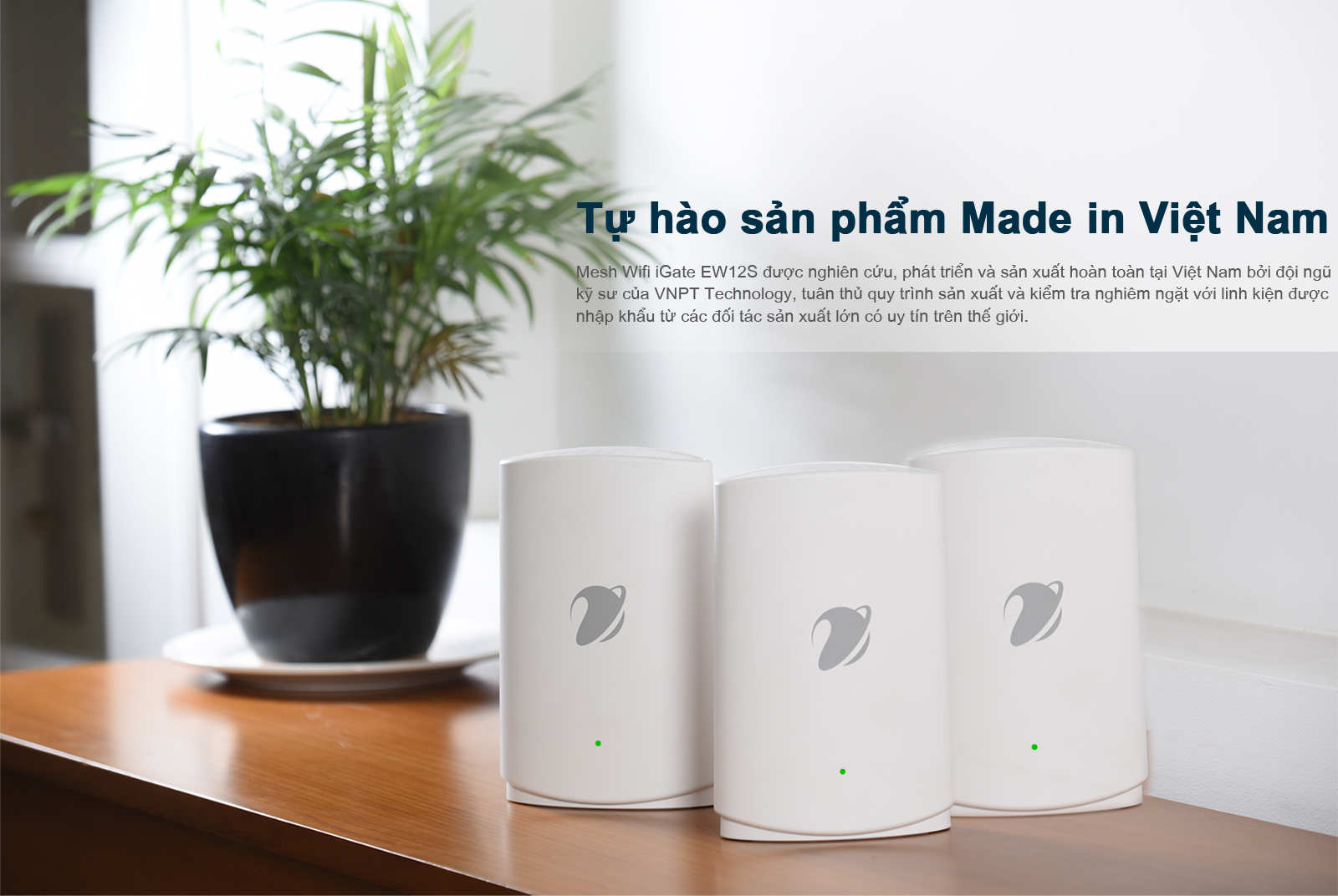 Hệ thống Wifi công nghệ Mesh 2 băng tần chuẩn AC tốc độ cao VNPT Technology iGate EW12S - Hàng chính hãng