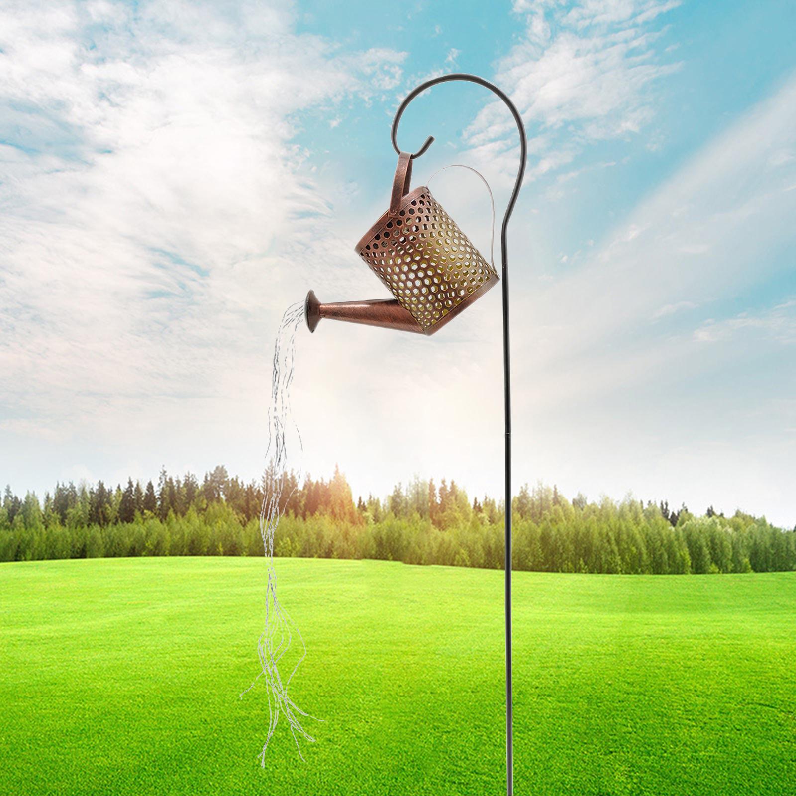 Solar Waterfall Outdoor Light LED Watering Can Waterproof Outdoor Garden Art Lamp Decoration