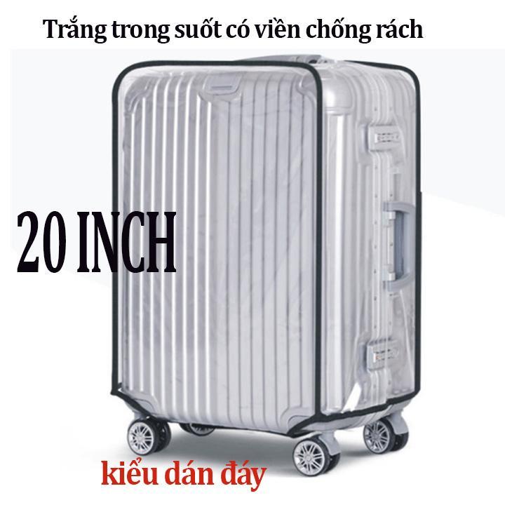 Bao hành lí trùm vali du lịch 20-22-24-26-28-30 inch thun 3d - nhựa trong suốt