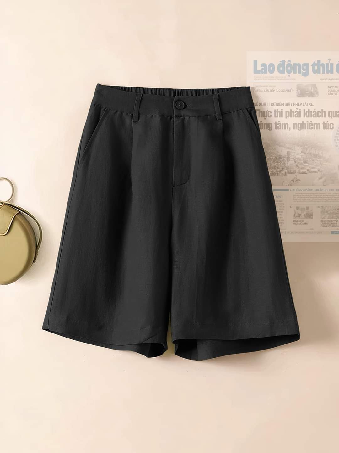 Quần ống rộng quần ống suông culottes cúc khoá chun lưng dáng lửng kiểu Nhật