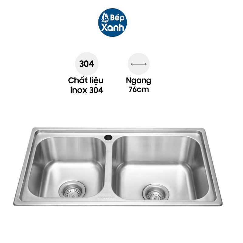 Chậu Rửa Chén Malloca MS 2076E - Inox 304 - Ngang 76cm - Hàng Chính Hãng