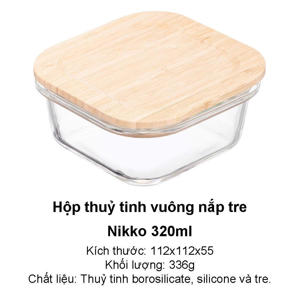 Hộp thủy tinh nắp tre hộp đựng thực phẩm Nikko Inochi