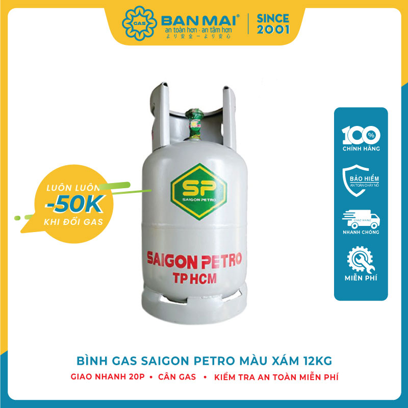 Bình Gas Saigon Petro Màu Xám 12kg