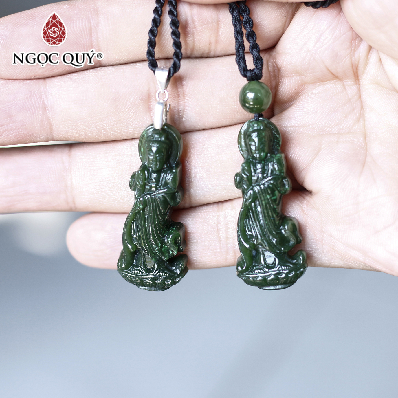 Mặt phật bà quan âm ngọc bích mệnh hỏa, mộc - Ngọc Quý Gemstones