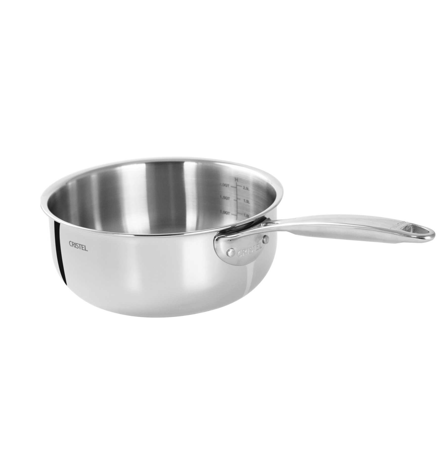 Cristel Castel Pro High Saucepan Quánh Inox Cao Cấp 5 Đáy Có Vạch Định Lượng