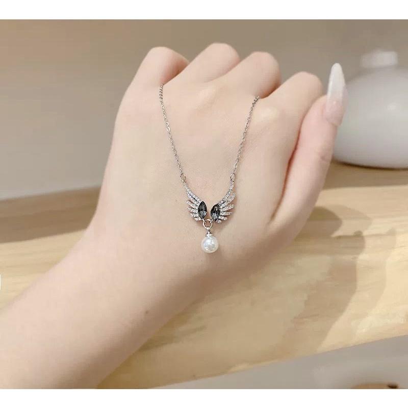 Dây chuyền vòng cổ nữ đôi cánh thiên thần angel titan không đen đẹp Ring House