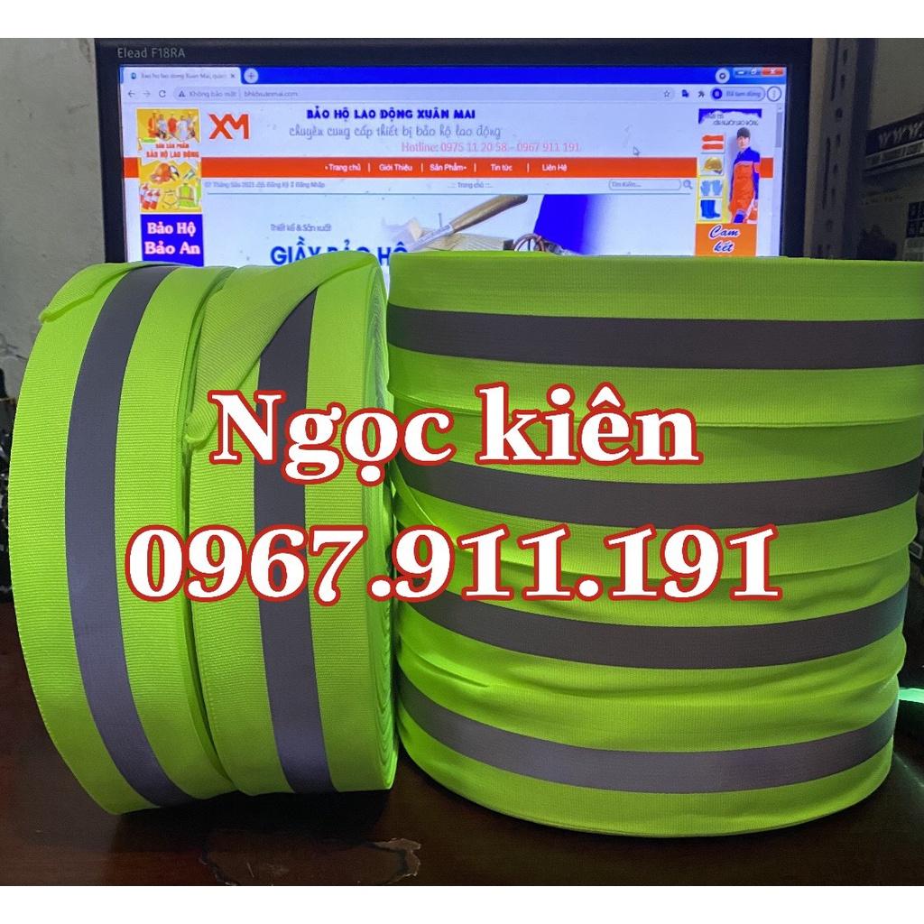 Cuộn dây phản quang vải sọc ghi bản rộng 5cm dài 100m ( màu xanh )