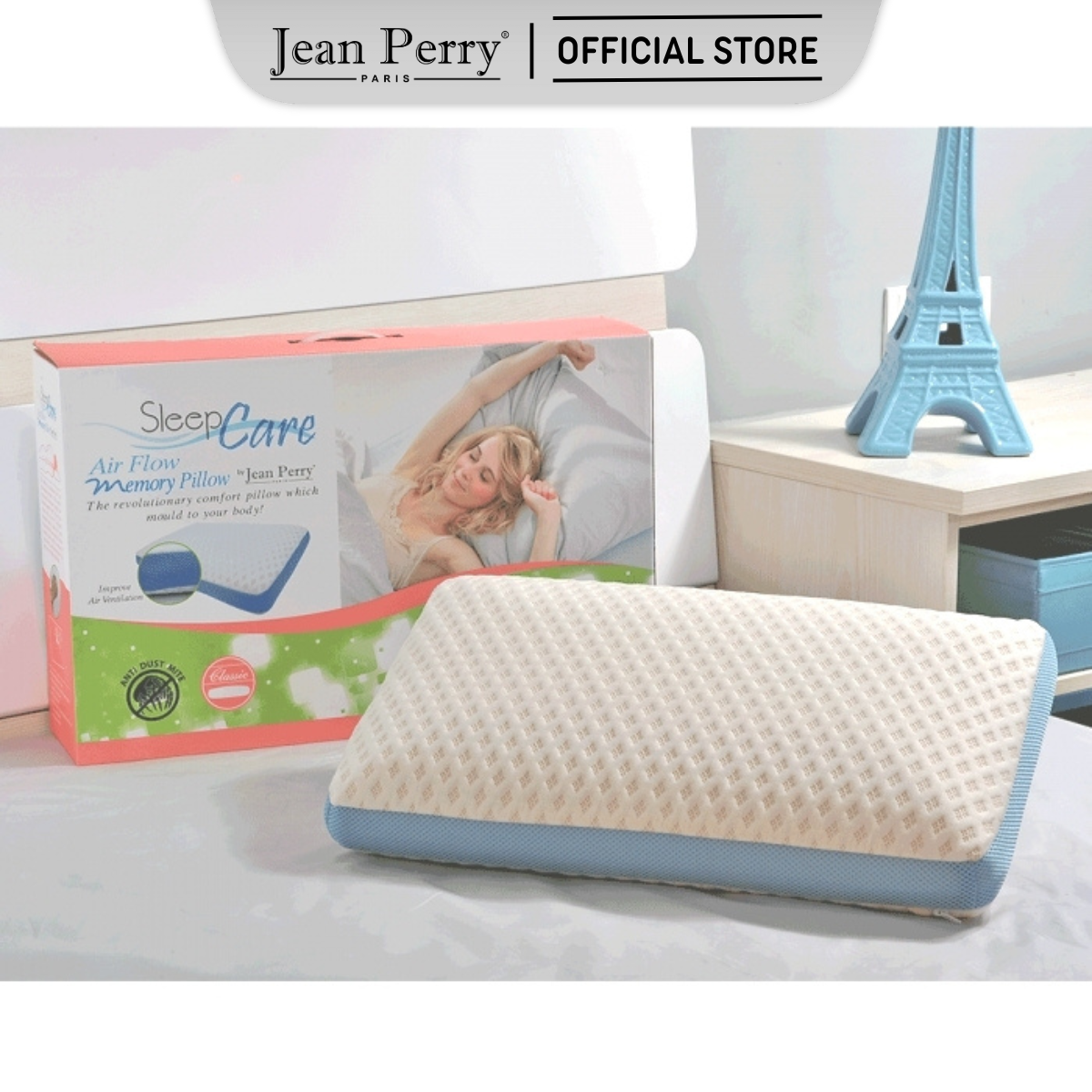 Gối nằm Jean Perry Memory Foam Sleepcare Air Flow 55x35x12cm