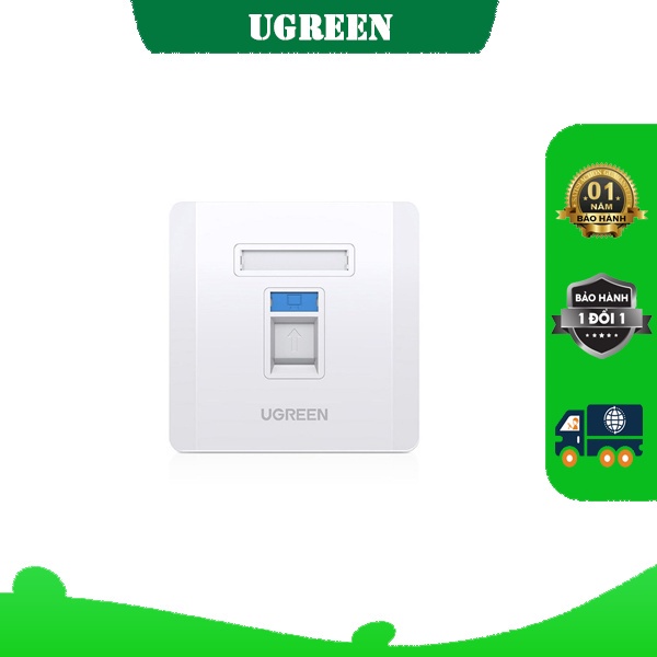 Mặt Nạ Mạng Âm Tường Màu Trắng LAN 1 2 Cổng RJ45 Và 1 Cổng Hình Vuông 86 Mm NW144 Hàng Chính Hãng Ugreen