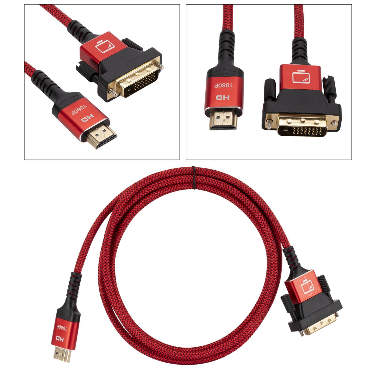 HDMI to DVI Cable Nylon Braid Converter Adapter for Monitor PC Display Laptop Desktop