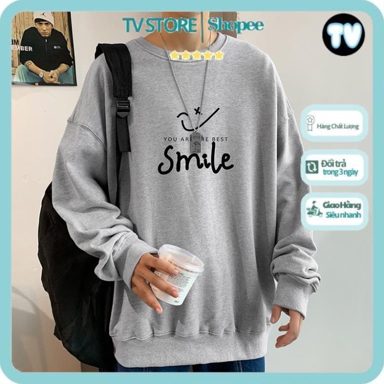 Áo Nỉ Nam TVSTORE Áo Sweater Tay Dài Cổ Tròn Dáng Rộng Lót Nhung Dày Dặn Thời Trang Hàn Quốc Trẻ Trung Cho Nam