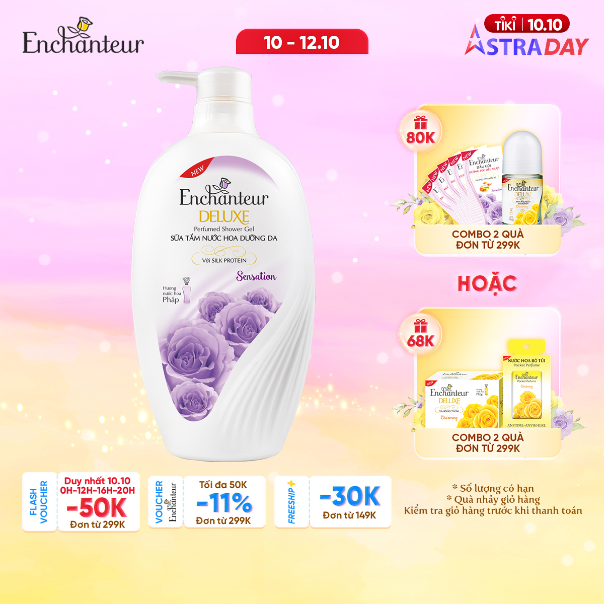 Sữa tắm nước hoa Enchanteur Sensation gợi cảm tinh tế mịn màng quyến rũ 900gr