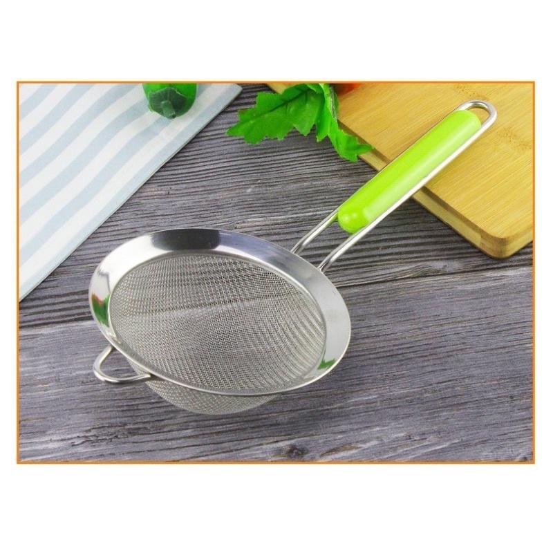 Rây Lọc Viền Cán Xanh Inox Cao Cấp đường kính 14cm