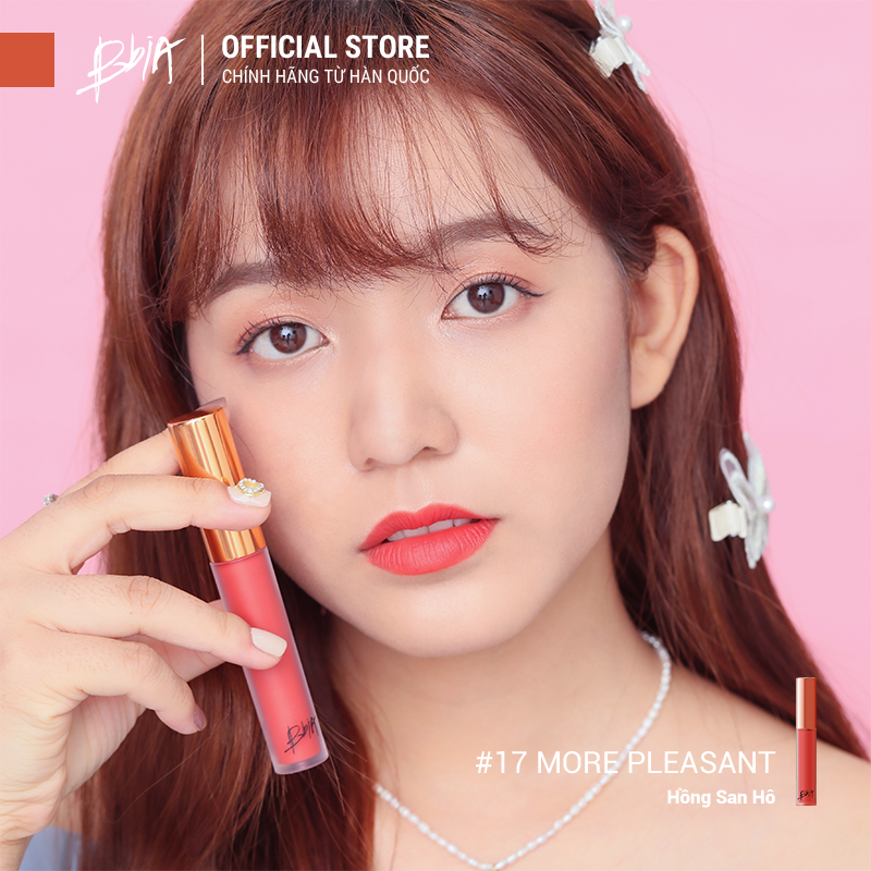 Son kem lì Bbia Last Velvet Lip Tint - 17 More Pleasant 5g (Màu cam san hô)