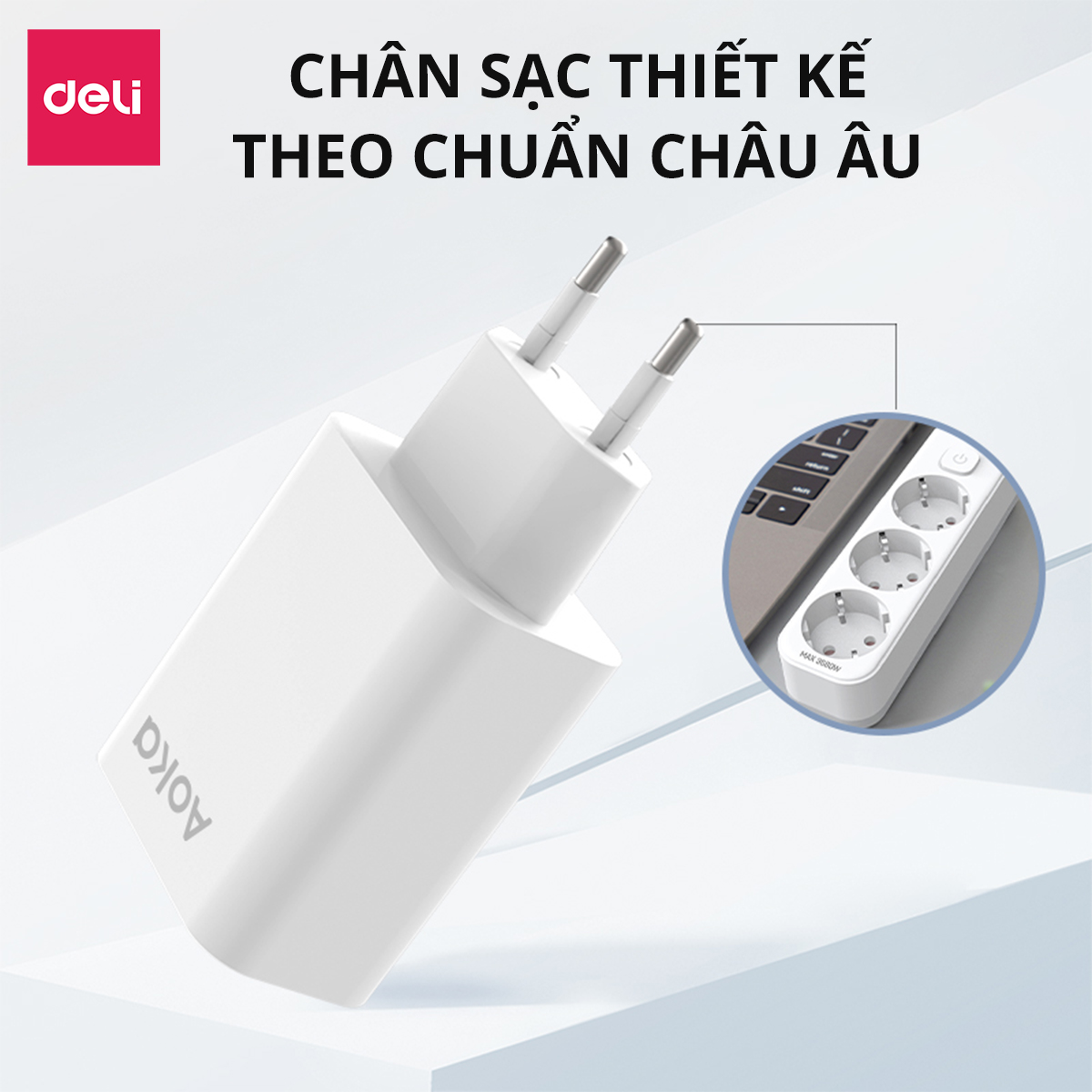 Củ Sạc Nhanh 2 Cổng AOKA by Deli Sạc Nhanh Cho Điện Thoại - Siêu Bền Chống Nóng Chống Cháy Nổ hàng chính hãng VS6011