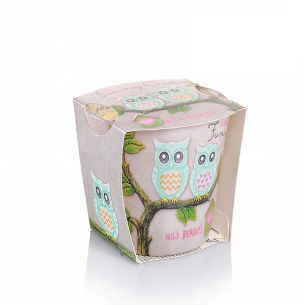 Ly nến thơm Bartek Candles BAT6794 Funny Owls 115g (Hương quả ngọt)