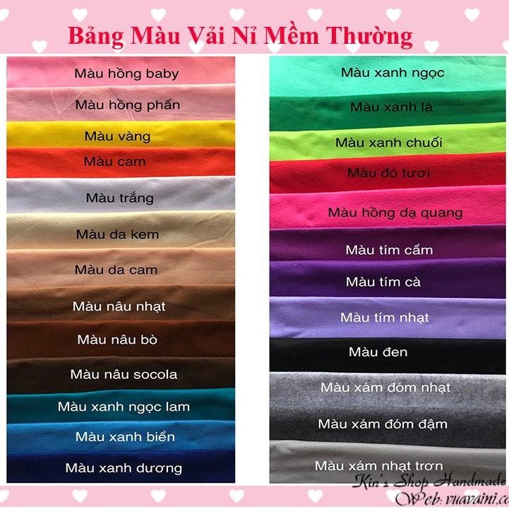 Vải nỉ mềm thường dùng làm đồ chơi, rau củ quả, con thú cho bé