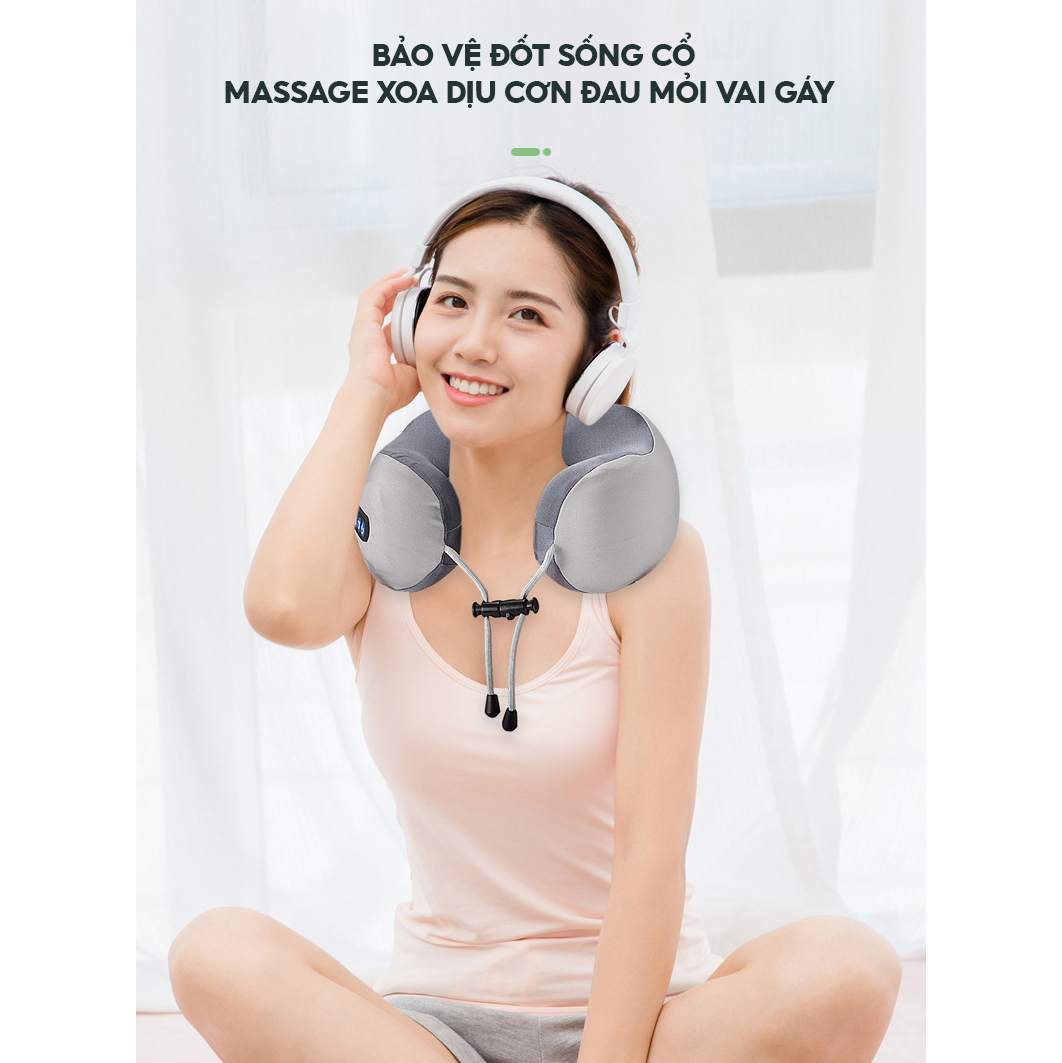 Gối Massage Chữ U Bo Quanh Cổ Có Nhiều Chế Độ Mát Xa Có Thể Toả Nhiệt Xoa Dịu Cơn Mỏi Gáy