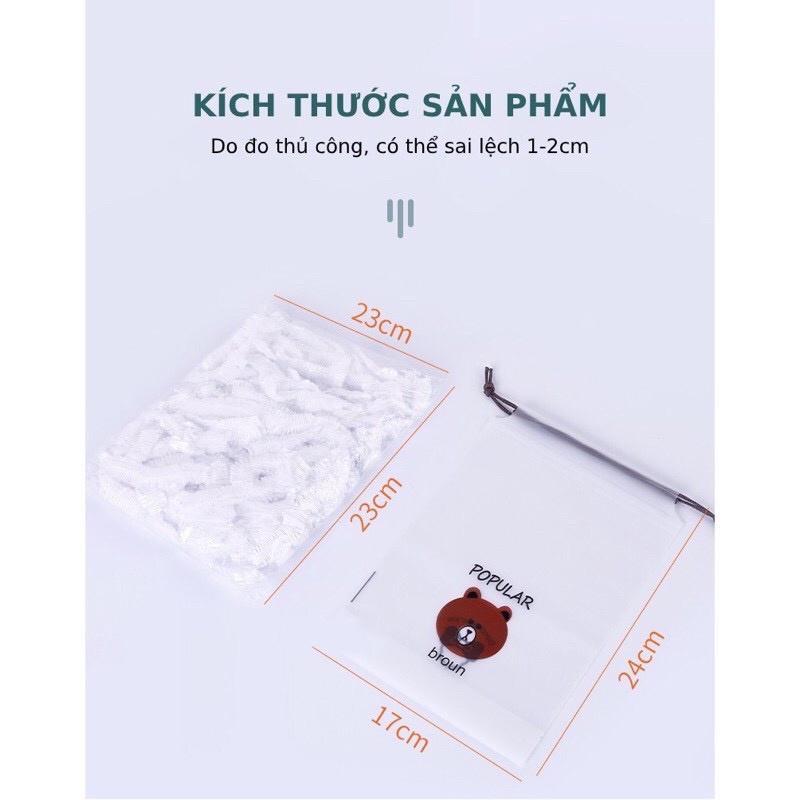 set 100 túi bọc thực phẩm siêu dai có chun hình gấu bảo quản thức ăn