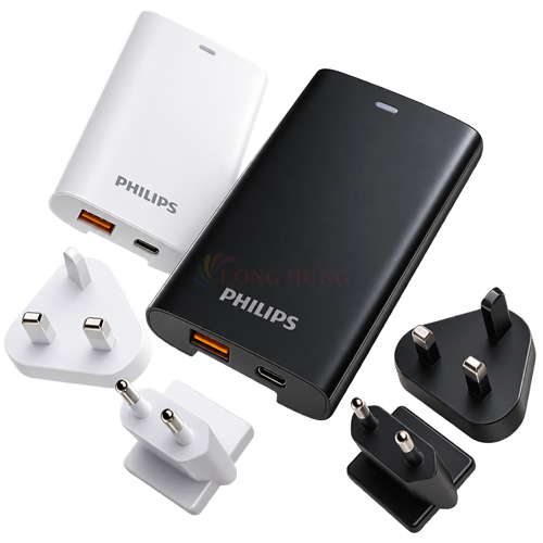 Cốc sạc Philips GaN Ultra-Slim 1USB 1Type-C Travel Charger 67W DLP43N - Hàng chính hãng