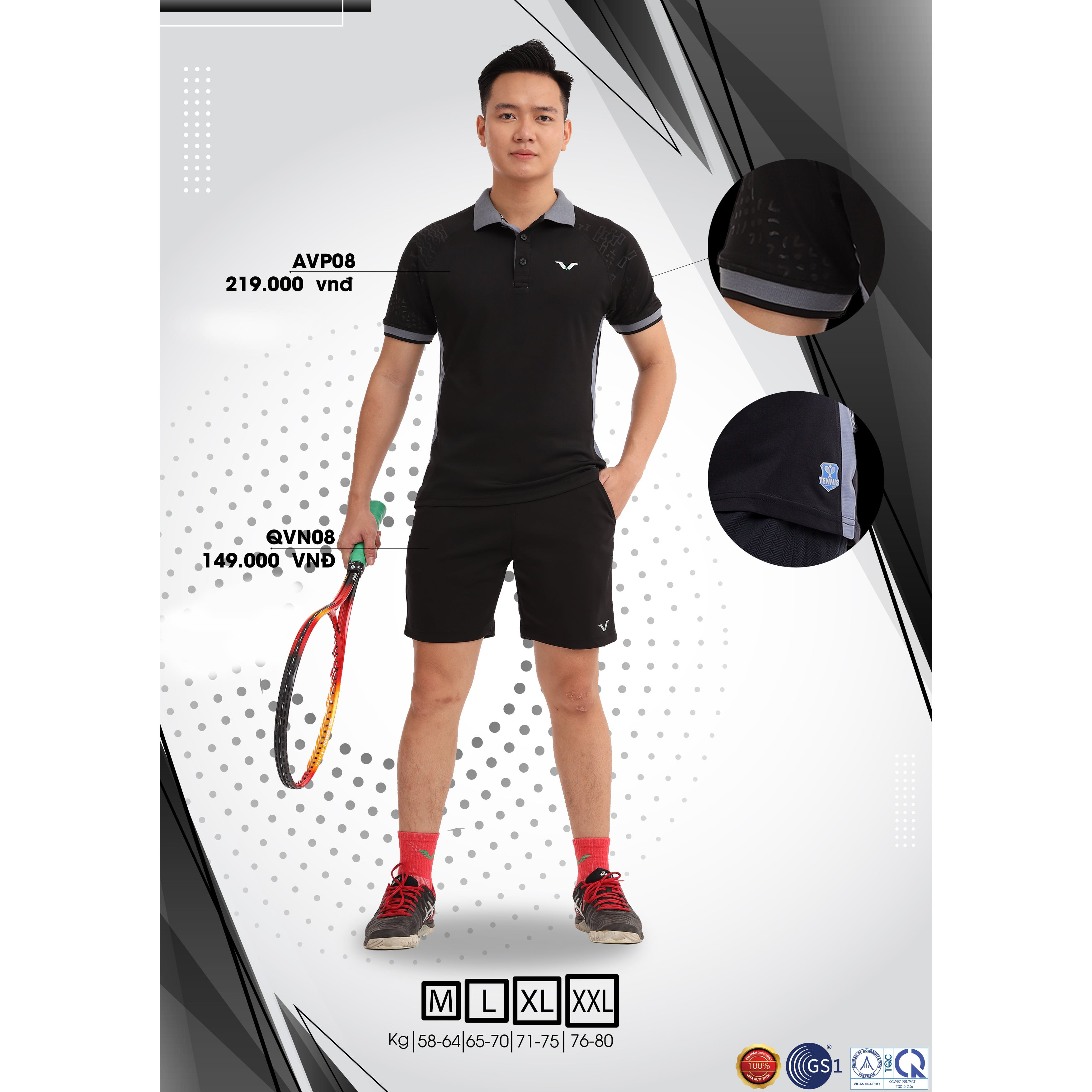 [MUA 1 TẶNG 1] Áo thể thao nam - AVP08, áo thể thao tennis nam, chất lượng, form ôm, không xù