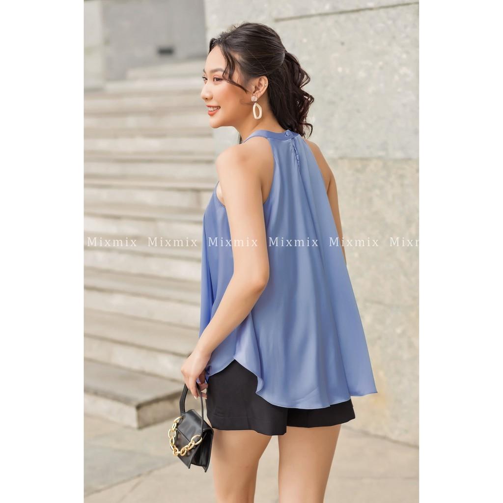Áo yếm lụa Ellie màu xanh ánh tím xinh xắn - Hàng thiết kế Mixmix - Shop tự chụp