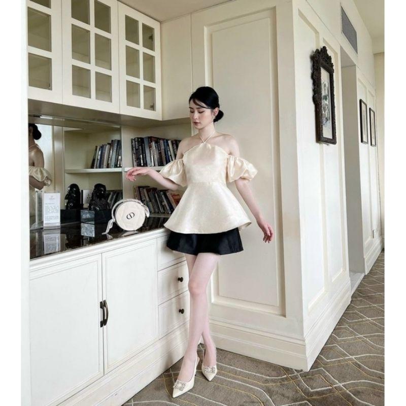 SET ÁO TAPTA CỔ YẾM PHỐI CHÂN VÁY