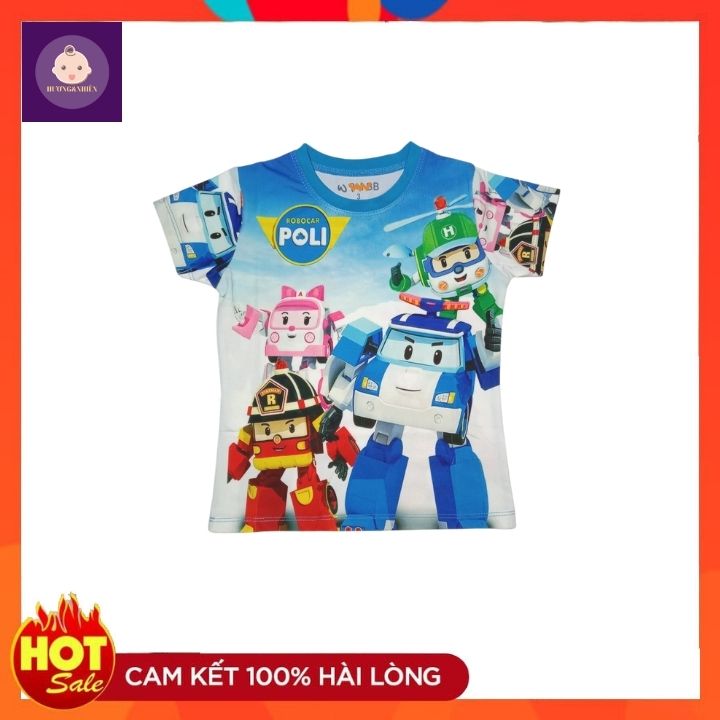 Bộ quần áo bé trai Robocar Poli - đội xe cứu hộ 10-43kg- Đồ trẻ em thun lạnh in 3d sắc nét - Hương Nhiên