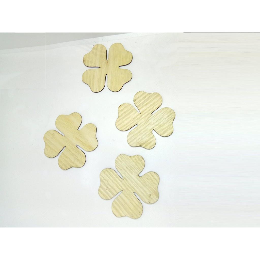 Tấm lót ly gỗ hình cỏ 4 lá trang trí