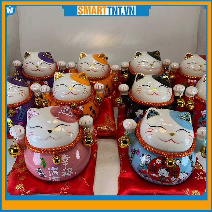 Mèo thần tài may mắn Maneki Neko 10cm kiêm hũ tiết kiệm