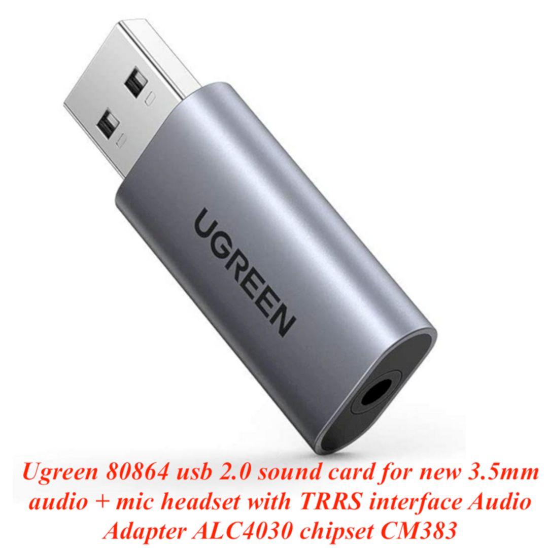 Ugreen UG80864CM383TK Chipset ALC4030 TRRS Màu Xám Cáp chuyển đổi USB 2.0 sang 3.5mm hổ trợ Mic - HÀNG CHÍNH HÃNG