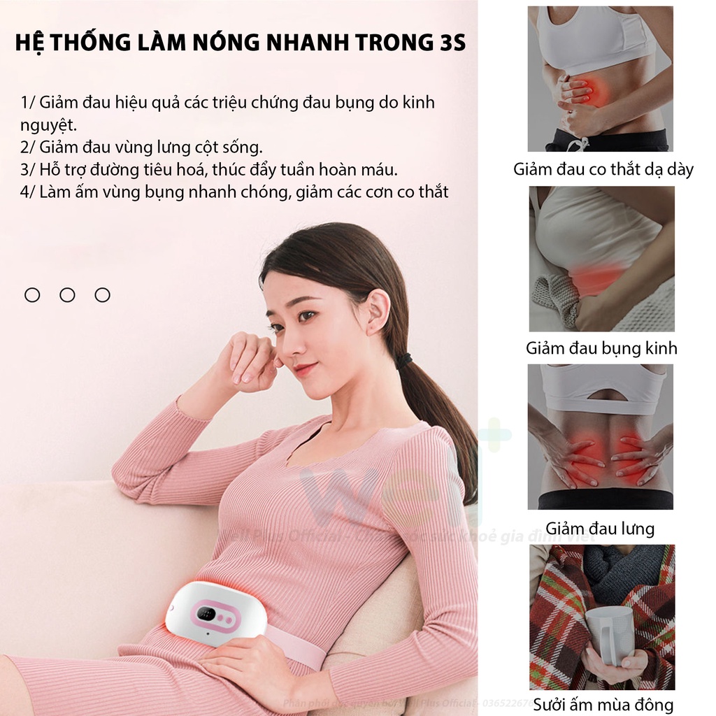 Đai Massage Làm Ấm Bụng Giảm Đau Bụng Đau Lưng Cho Phụ Nữ Đến Kì, Đai Chườm Nóng Giảm Đau Bụng Kinh