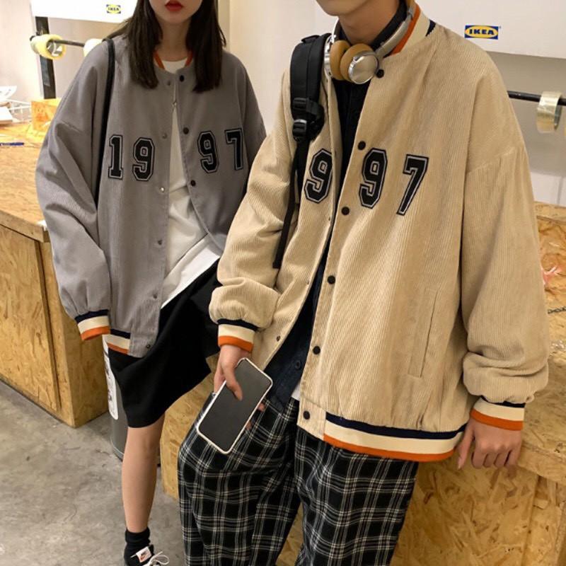 Áo Jacket Bombers 1997/ Áo Khoác KAKI Bomber Nhung Gân 1997 Áo Đẹp Như Ảnh Form rộng Unisex Nam Nữ Couple
