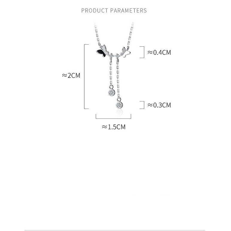 Vòng cổ nữ đính đá bạc ý s925 thiết kế đơn giản mặt dây chuyền hình bướm kiểu dáng dài mảnh mai DB2512-Bảo ngọc Jewelry